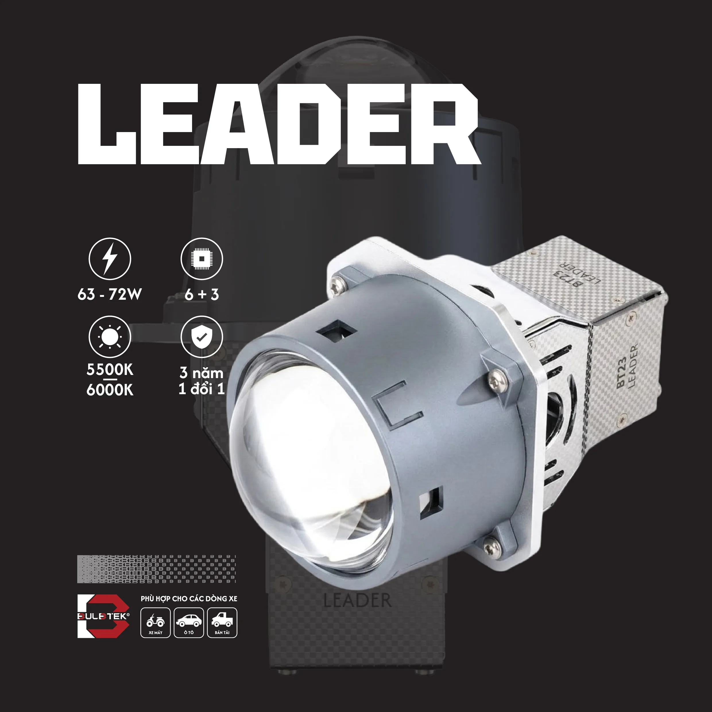 ĐÈN BI LASER Ô TÔ LEADER BULBTEK HIỆU SUẤT TỐT