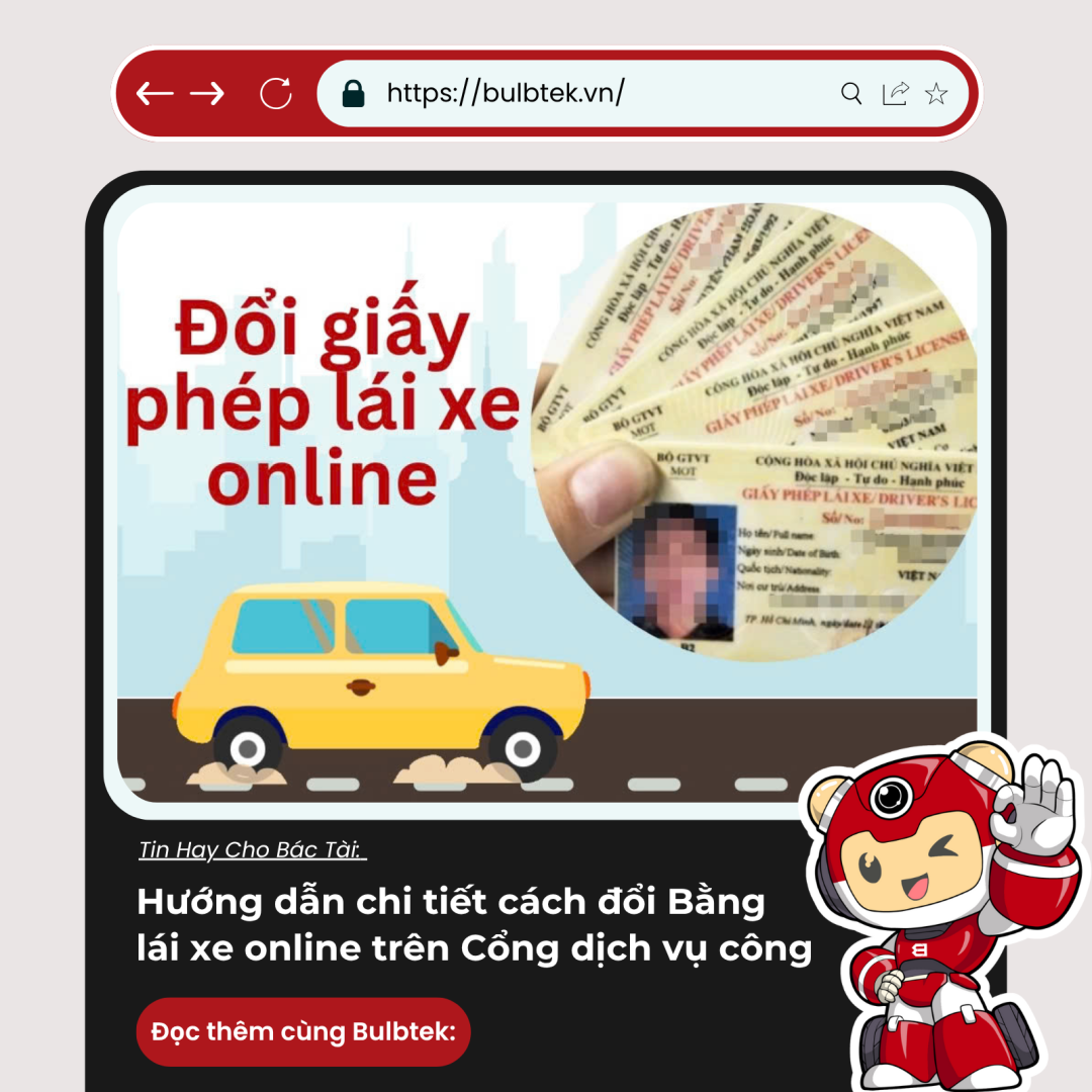 Hướng dẫn chi tiết cách đổi Bằng lái xe online trên Cổng dịch vụ công