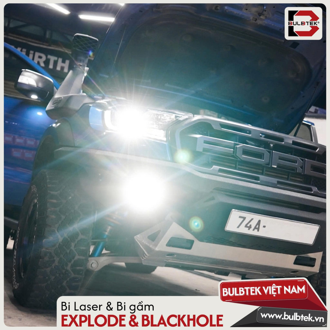 Bán tải Ford Ranger Raptor độ đèn pha Bi Laser Explode và Bi gầm Blackhole tự tin chiếm lĩnh cung đường - độ đèn xe Ford