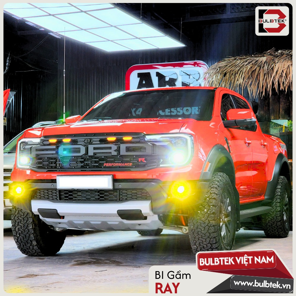 Ford Ranger Raptor lắp bi gầm Ray 3000K Bulbtek 
