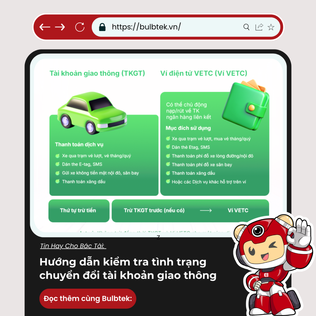 Hướng dẫn kiểm tra tình trạng chuyển đổi tài khoản giao thông trên VETC (Phiên bản mới nhất)