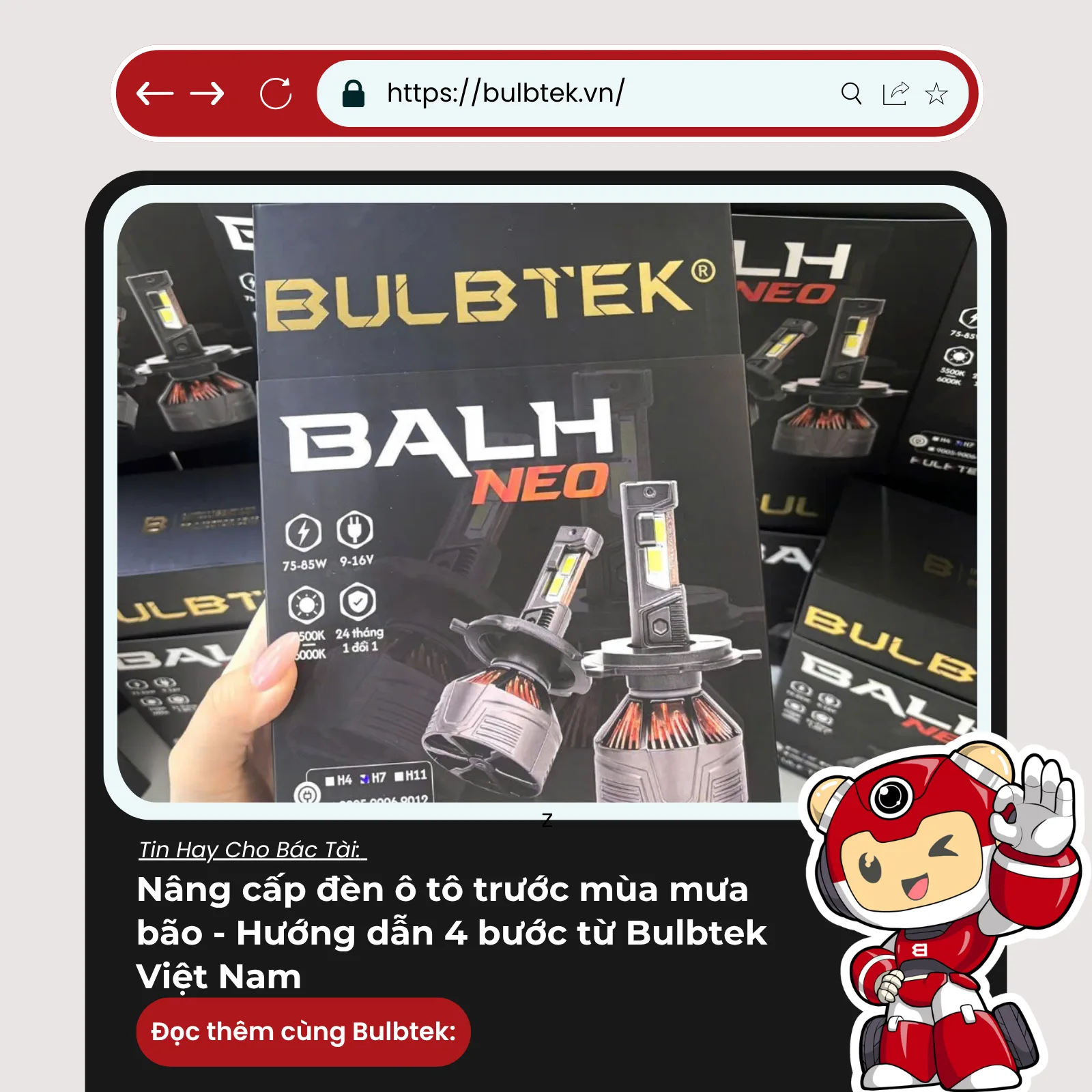 Nâng cấp đèn ô tô trước mùa mưa bão - Hướng dẫn 4 bước từ Bulbtek Việt Nam