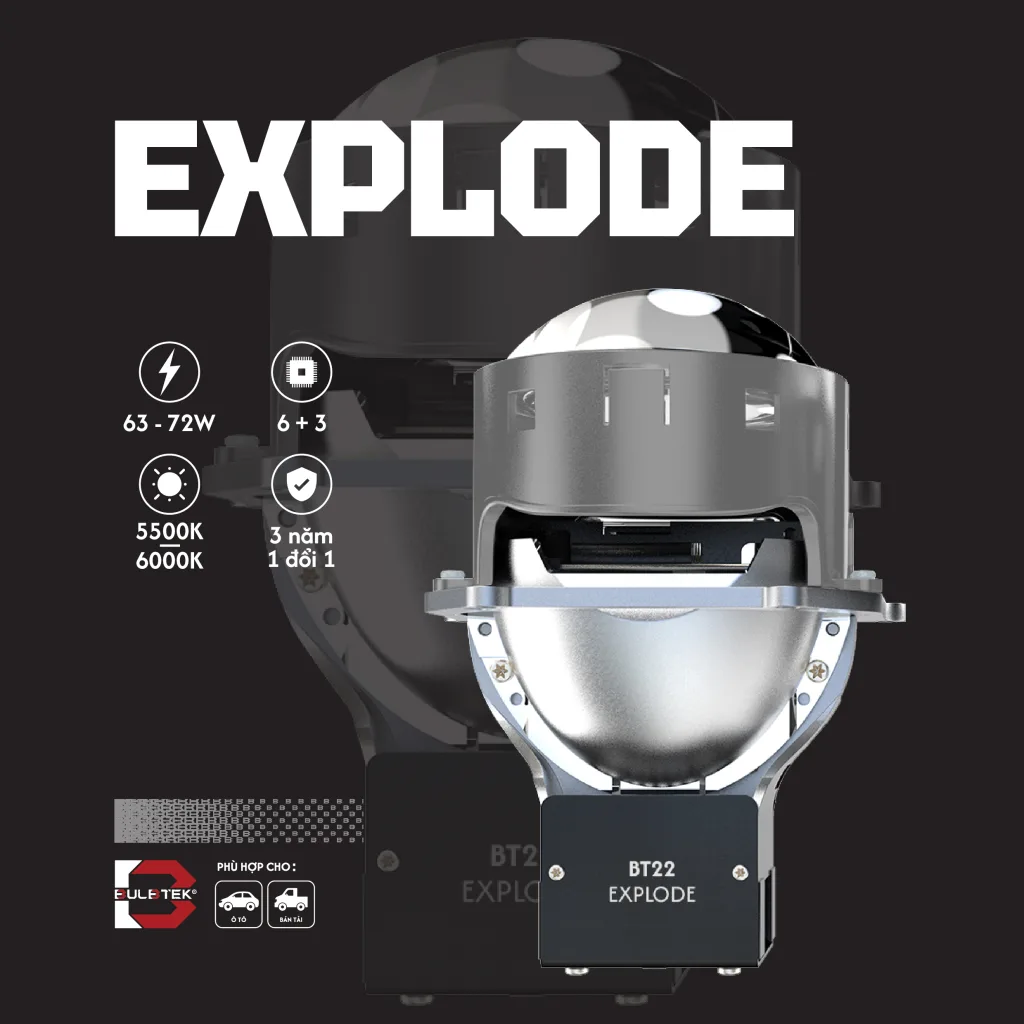ĐÈN BI LASER Ô TÔ EXPLODE BULBTEK