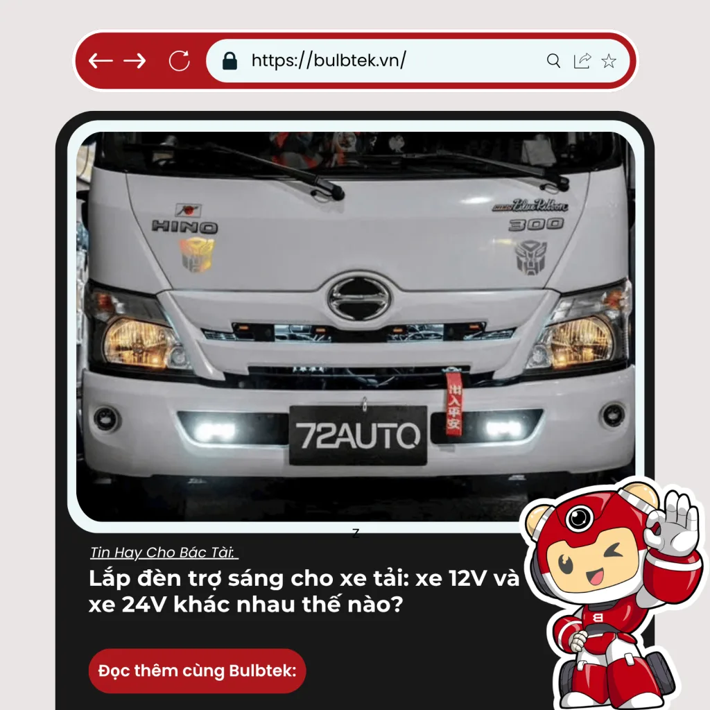 Lắp đèn trợ sáng cho xe tải xe 12V và xe 24V khác nhau thế nào